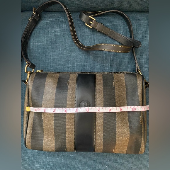 Vintage FENDI Pequin Coated Canvas Striped Crossbody Shoulder Handbag Purse - Picture 8 of 16